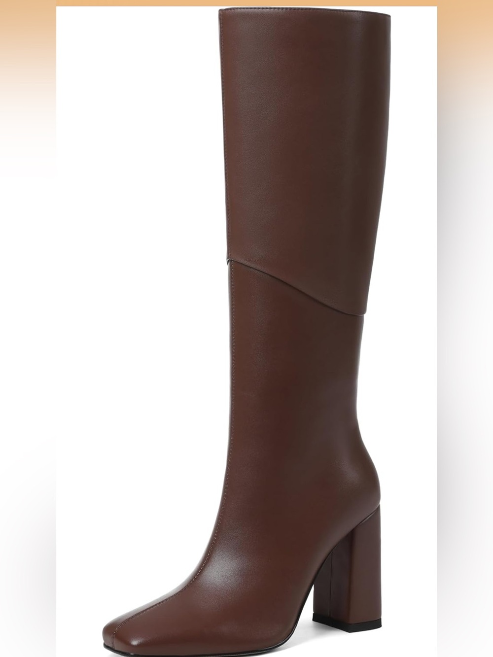 Vomira Women's Tall Brown Leather Block Heel Boots
